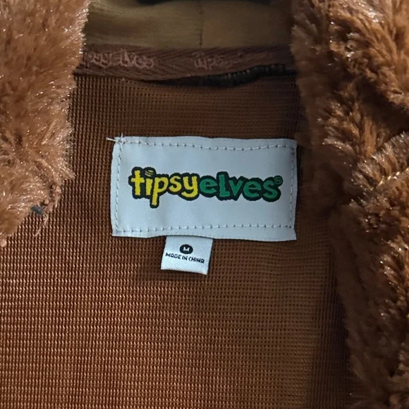 NWT Tipsy Elves Brown Beaver Costume Zip Front Onesie Jumpsuit - Picture 7 of 8
